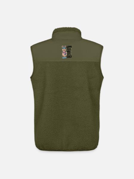 Llama Tell You It's Cold - Unisex Sherpa Gilet by Stanley/Stella - khaki