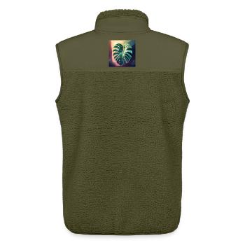 Monstera Leaf - Unisex Sherpaweste von Stanley/Stella - Khaki - Hinten - AI Model Male 178 light (178cm)