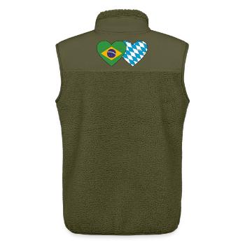 Brazil Bavaria Flag Heart used - Unisex Sherpa Gilet by Stanley/Stella - khaki - Back - AI Model Male 178 light (178cm)