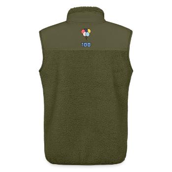 100. 100 YEARS. 100th ANNIVERSARY. BIRTHDAY 100 - Unisex Sherpa Gilet by Stanley/Stella - khaki - Back - AI Model Male 178 light (178cm)