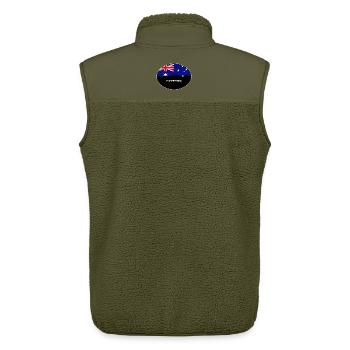 Canberra-Australien-Flaggen-Skyline-Schattenbild-Reise - Unisex Sherpaweste von Stanley/Stella - Khaki - Hinten - AI Model Male 178 light (178cm)