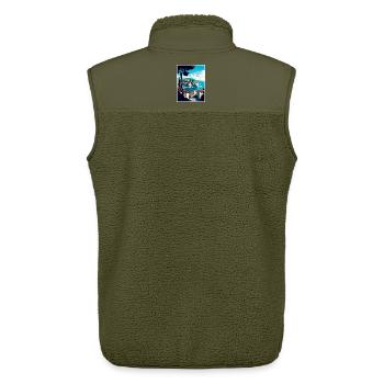 Ston Kroatien Vintage Reiseposter WPA Souvenir - Unisex Sherpaweste von Stanley/Stella - Khaki - Hinten - AI Model Male 178 light (178cm)