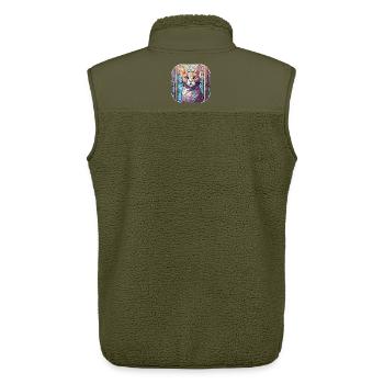 Bunte ägyptische Mau Katzenrasse Aquarellfarbe - Unisex Sherpaweste von Stanley/Stella - Khaki - Hinten - AI Model Male 178 light (178cm)