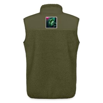 Monstera Leafs#2 - Unisex Sherpaweste von Stanley/Stella - Khaki - Hinten - AI Model Male 178 light (178cm)