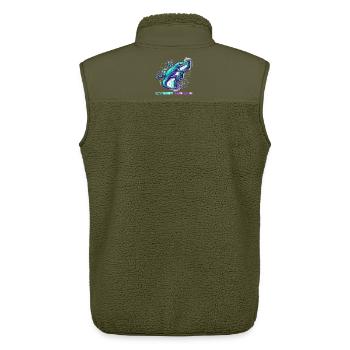 Cyber Gekko – Neon Circuit Echse - Unisex Sherpaweste von Stanley/Stella - Khaki - Hinten - AI Model Male 178 light (178cm)