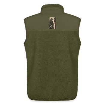 Katzen-Samurai  Gitarrenkatze - Unisex Sherpaweste von Stanley/Stella - Khaki - Hinten - AI Model Male 178 light (178cm)