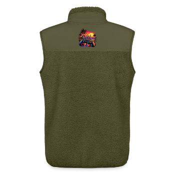 Sonnenuntergang mit Gamecontroller - Gamer Motiv - Unisex Sherpaweste von Stanley/Stella - Khaki - Hinten - AI Model Male 178 light (178cm)