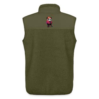Panda mit Winterjacke und Mütze - Unisex Sherpaweste von Stanley/Stella - Khaki - Hinten - AI Model Male 178 light (178cm)