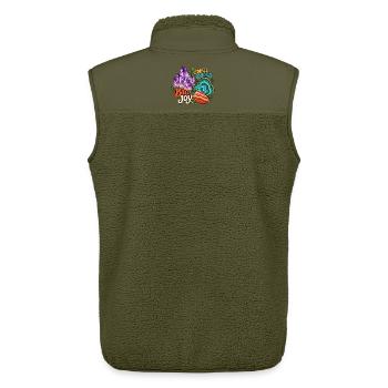 Small Rocks Big Joy: Steine sammeln - Unisex Sherpaweste von Stanley/Stella - Khaki - Hinten - AI Model Male 178 light (178cm)