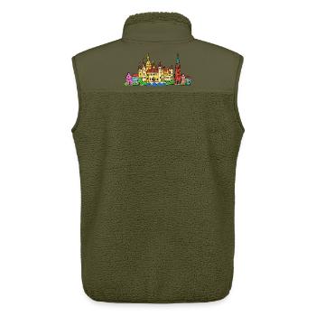 Schwerin Skyline im bunten Wachsmalstil - Unisex Sherpaweste von Stanley/Stella - Khaki - Hinten - AI Model Male 178 light (178cm)