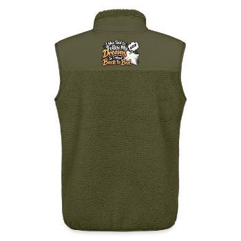 Ich streite nicht – Kaffee mit Meinung - Unisex Sherpaweste von Stanley/Stella - Khaki - Hinten - AI Model Male 178 light (178cm)