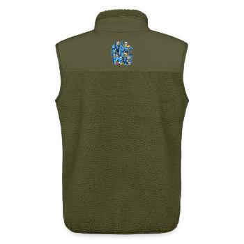 Männlicher Sea Nautical Illustrated Ocean Blue - Unisex Sherpaweste von Stanley/Stella - Khaki - Hinten - AI Model Male 178 light (178cm)