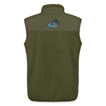 Blaues Aquarell-Waldhorn - Unisex Sherpaweste von Stanley/Stella - Khaki - Hinten - AI Model Male 178 light (178cm)