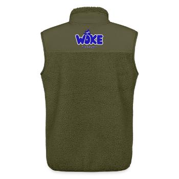 Woke – Macht es dich CHAT-grine? | Politischer Humor - Unisex Sherpaweste von Stanley/Stella - Khaki - Hinten - AI Model Male 178 light (178cm)