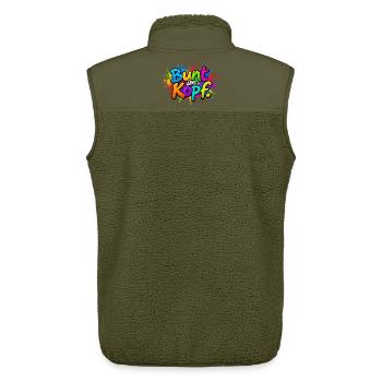 Bunt im Kopf – Farbspritzer - Unisex Sherpaweste von Stanley/Stella - Khaki - Hinten - AI Model Male 178 light (178cm)