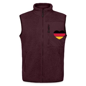 Herz 3farbig - Schwarz Rot Gold - Deutschland - Unisex Sherpaweste von Stanley/Stella - Maroon - Vorne - AI Model Female 172 light (172cm) & AI Model Male 178 light (178cm)
