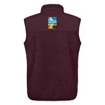 Suffolk Küste Vintage Reise Poster Souvenir WPA - Unisex Sherpaweste von Stanley/Stella - Maroon - Hinten - AI Model Male 178 light (178cm)