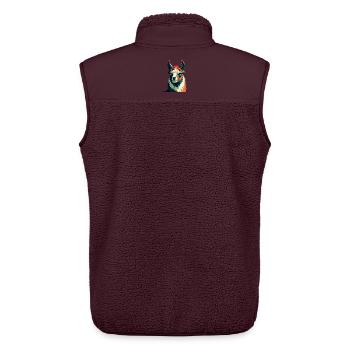 Llama Cartoon Character Colorful Pet Animal - Unisex Sherpa Gilet by Stanley/Stella - maroon - Back - AI Model Male 178 light (178cm)