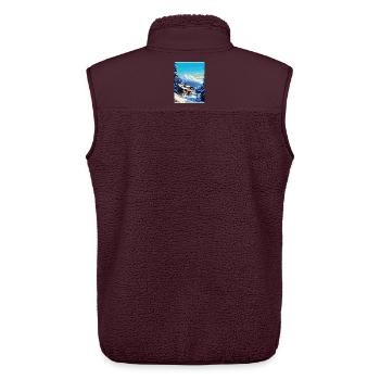 Megève France Affiche de voyage vintage WPA Souvenir - Veste sans manches sherpa unisexe Stanley/Stella - maroon - Dos - AI Model Male 178 light (178cm)