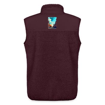 Lodz Pologne Affiche de voyage vintage WPA Art Souvenir - Veste sans manches sherpa unisexe Stanley/Stella - maroon - Dos - AI Model Male 178 light (178cm)