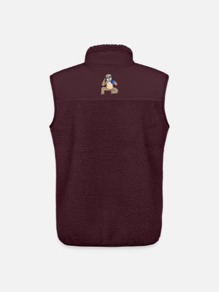 Sloth with glasses and coffee - Unisex Sherpa Gilet by Stanley/Stella - maroon