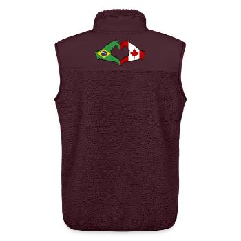 Brazil Canada Flag Hands Heart Shape - Unisex Sherpa Gilet by Stanley/Stella - maroon - Back - AI Model Male 178 light (178cm)