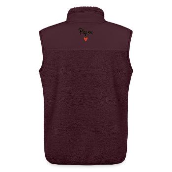 PAPUA. PAPA. VATERTAG. FROHER VATERTAG - Unisex Sherpaweste von Stanley/Stella - Maroon - Hinten - AI Model Male 178 light (178cm)