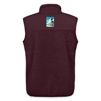 Long Beach Kalifornien Cali Vintage Reiseposter - Unisex Sherpaweste von Stanley/Stella - Maroon - Hinten - AI Model Male 178 light (178cm)