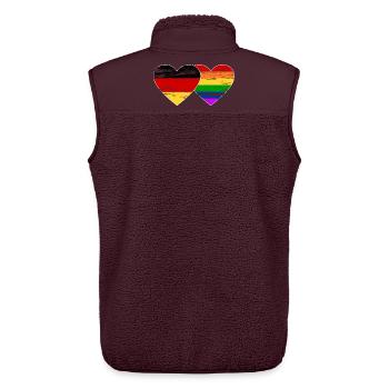 Deutschland Regenbogen Flagge used - Unisex Sherpaweste von Stanley/Stella - Maroon - Hinten - AI Model Male 178 light (178cm)