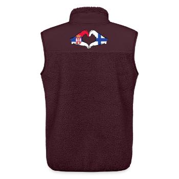 Serbien Finnland Flagge Hände Herzform - Unisex Sherpaweste von Stanley/Stella - Maroon - Hinten - AI Model Male 178 light (178cm)