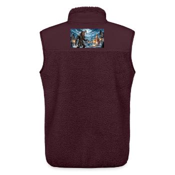 Nikolaus und Krampus beginnen eine dauerhafte Traditi - Unisex Sherpaweste von Stanley/Stella - Maroon - Hinten - AI Model Male 178 light (178cm)