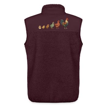 Küken-zu-Hahn-Wachstumsparade Hühnerhühner - Unisex Sherpaweste von Stanley/Stella - Maroon - Hinten - AI Model Male 178 light (178cm)