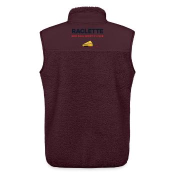 Raclette, meine einzige Wintersportart – Humor - Unisex Sherpaweste von Stanley/Stella - Maroon - Hinten - AI Model Male 178 light (178cm)