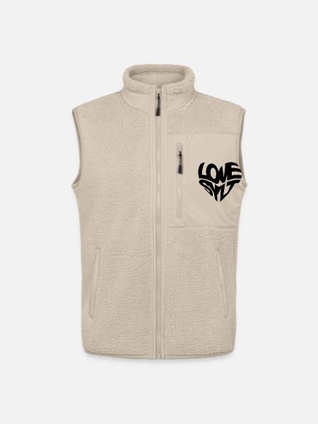 LOVE SYLT HERZ - Unisex Sherpaweste von Stanley/Stella - Beige
