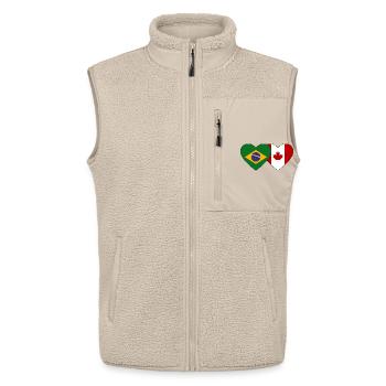 Brazil Canada Heart Flag - Unisex Sherpa Gilet by Stanley/Stella - beige - Front - AI Model Male 178 light (178cm) & AI Model Female 172 light (172cm)
