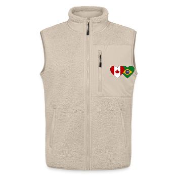 Canada Brazil Heart Flag - Unisex Sherpa Gilet by Stanley/Stella - beige - Front - AI Model Male 178 light (178cm) & AI Model Female 172 light (172cm)