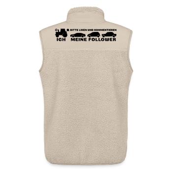 Ich, meine Follower Traktor Autos Landwirt Bauer - Unisex Sherpaweste von Stanley/Stella - Beige - Hinten - AI Model Male 178 light (178cm)