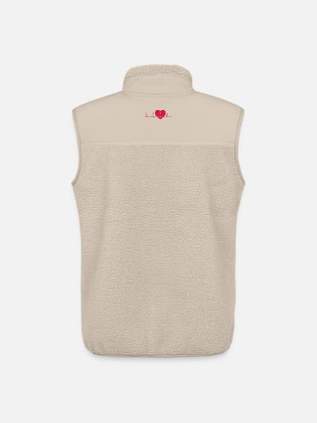 Heartbeat ECG Line Medical Pulse Wave Icon Vector - Unisex Sherpa Gilet by Stanley/Stella - beige