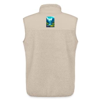 The Fjords Norway Vintage Travel Poster Souvenir - Unisex Sherpa Gilet by Stanley/Stella - beige - Back - AI Model Male 178 light (178cm)