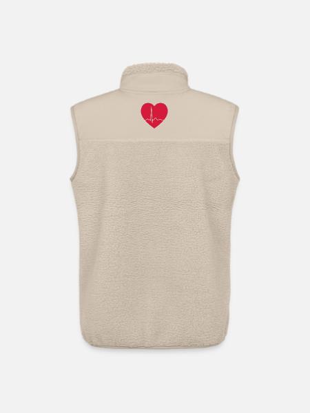 Heartbeat ECG Line Medical Pulse Wave Icon Vector - Unisex Sherpa Gilet by Stanley/Stella - beige