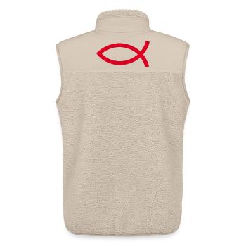  Jesusfisch rot Ichthys Jesus Fisch  - Unisex Sherpaweste von Stanley/Stella - Beige - Hinten - AI Model Male 178 light (178cm)