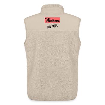 MERCI. MAÎTRESSE. MAÎTRE. MERCI MAÎTRESSE - Veste sans manches sherpa unisexe Stanley/Stella - beige - Dos - AI Model Male 178 light (178cm)