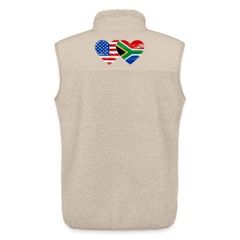 USA Südafrika Flagge Herzform used - Unisex Sherpaweste von Stanley/Stella - Beige - Hinten - AI Model Male 178 light (178cm)