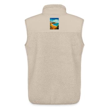 Devon West Country Vintage Travel Poster Souvenir - Unisex Sherpa Gilet by Stanley/Stella - beige - Back - AI Model Male 178 light (178cm)