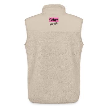 RETRAITE. RETRAITE. RETRAITEE. BONNE RETRAITE - Veste sans manches sherpa unisexe Stanley/Stella - beige - Dos - AI Model Male 178 light (178cm)