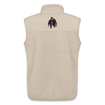 Gothic-Frau auf Parkbank – Violette Eleganz - Unisex Sherpaweste von Stanley/Stella - Beige - Hinten - AI Model Male 178 light (178cm)