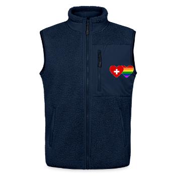 Schweiz Regenbogen Flagge - Unisex Sherpaweste von Stanley/Stella - Navy - Vorne - AI Model Female 172 light (172cm) & AI Model Male 178 light (178cm)