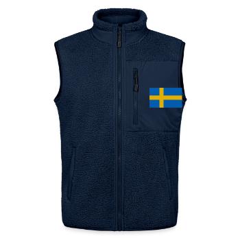 Drapeau de la Suède - Veste sans manches sherpa unisexe Stanley/Stella - marine - Devant - AI Model Female 172 light (172cm) & AI Model Male 178 light (178cm)