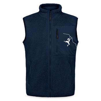 Frau in der Wand hell - Unisex Sherpaweste von Stanley/Stella - Navy - Vorne - AI Model Female 172 light (172cm) & AI Model Male 178 light (178cm)