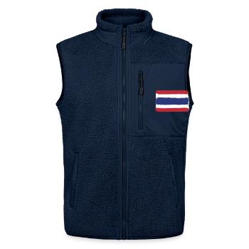 Thailand flag used look - Unisex Sherpa Gilet by Stanley/Stella - navy - Front - AI Model Female 172 light (172cm) & AI Model Male 178 light (178cm)